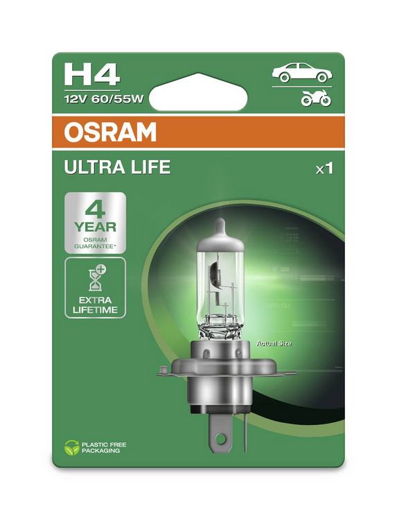 Produktbild: Osram Automotive 4062172395748 Halogen Leuchtmittel Ultra Life H4 55/60W 12V