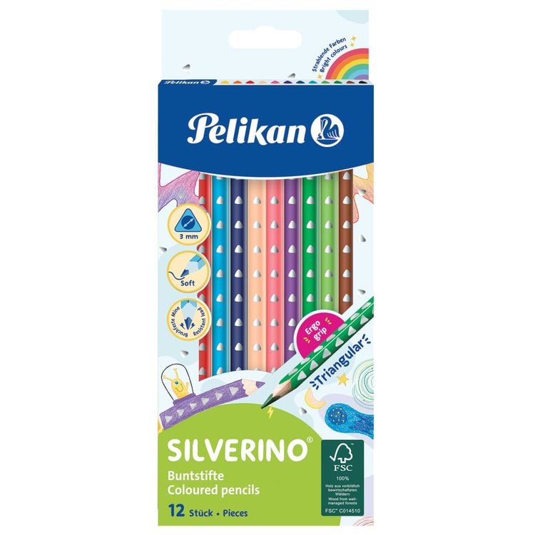 Produktbild: Pelikan Buntstifte SILVERINO dreieckig dünn, 12er Set