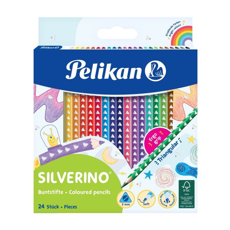 Produktbild: Pelikan Buntstifte SILVERINO dreieckig d&uuml;nn, 24er Set