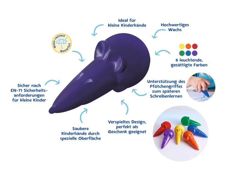 Produktbild: Pelikan Wachsmalstifte Wachsmalm&auml;use, 6er Set