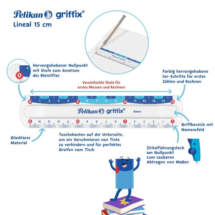 Produktbild: Pelikan griffix Lineal transparent 15 cm