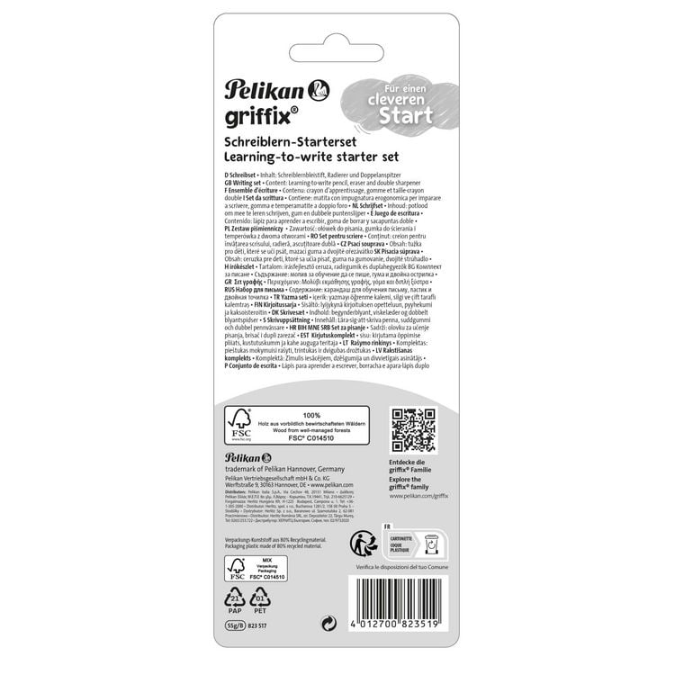 Produktbild: Pelikan griffix Starter Schreibset: Bleistift B, Radierer, Anspitzer