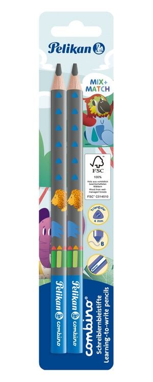 Produktbild: Pelikan Schreiblernbleistift Combino B blau 2er Set