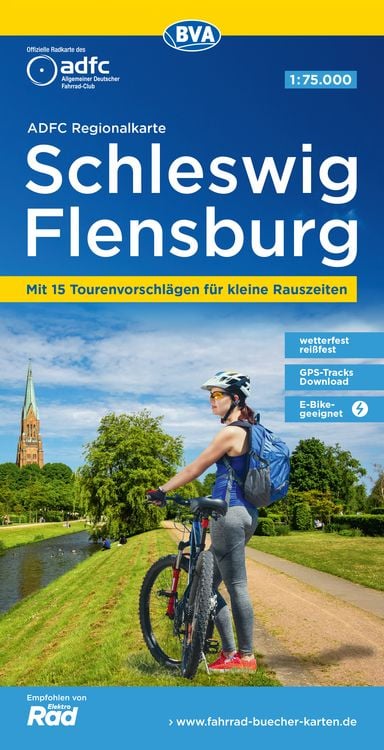 Produktbild: ADFC-Regionalkarte Schleswig Flensburg, 1:75.000, mit Tagestourenvorschlägen, reiß- und wetterfest, E-Bike-geeignet, GPS-Tracks Download