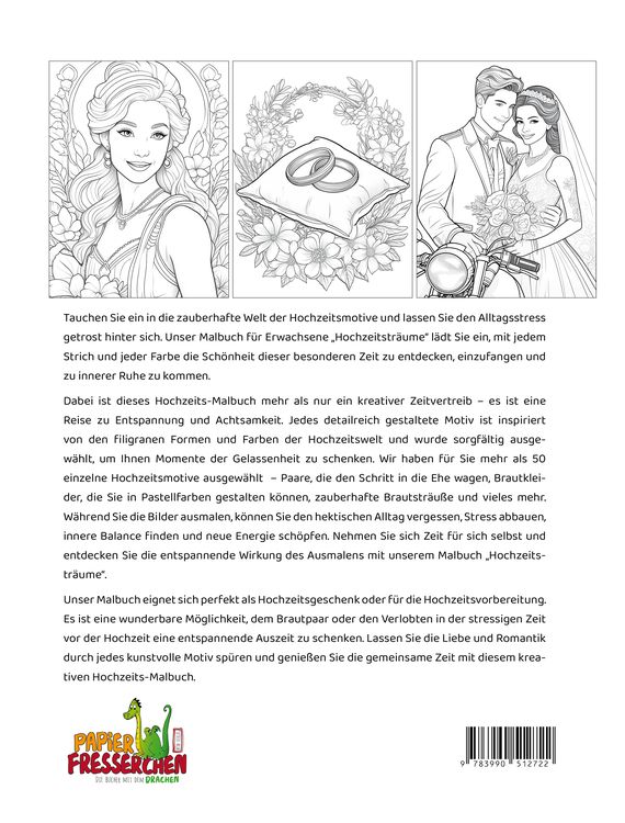 Produktbild: Hochzeitstr&auml;ume - Ein Malbuch f&uuml;r Gelassenheit in den Farben der Liebe