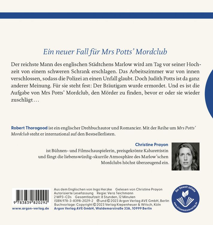 Produktbild: Mrs Potts&rsquo; Mordclub und der tote Br&auml;utigam