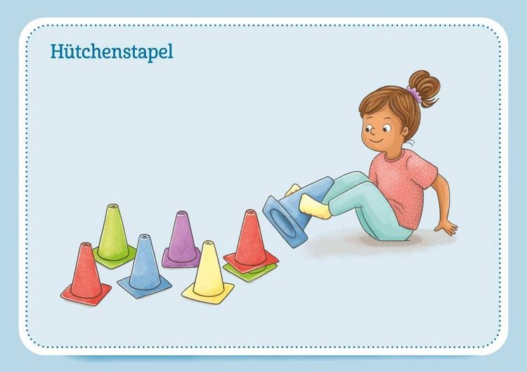 Produktbild: 30 Bewegungsstationen für Motorik, Körperspannung und Balance. Bildkarten für Kinder von 3 bis 8