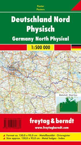 Produktbild: freytag & berndt Poster Deutschland Nord physisch, metallbest&auml;bt 1:500.000