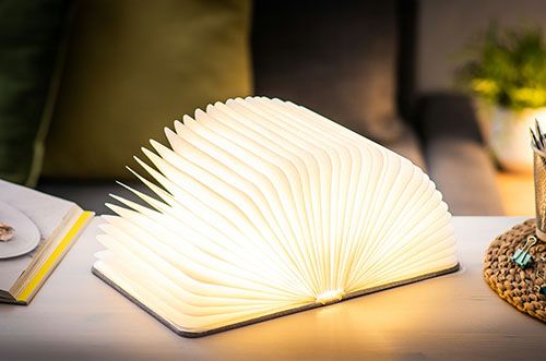 Produktbild: Booklight warm white light, Leinenstoff grau