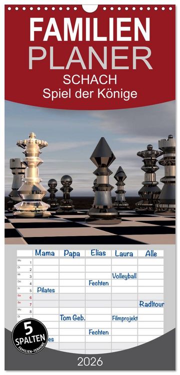Produktbild: Familienplaner 2026 - SCHACH - Spiel der K&ouml;nige mit 5 Spalten (Wandkalender, 21 x 45 cm) CALVENDO