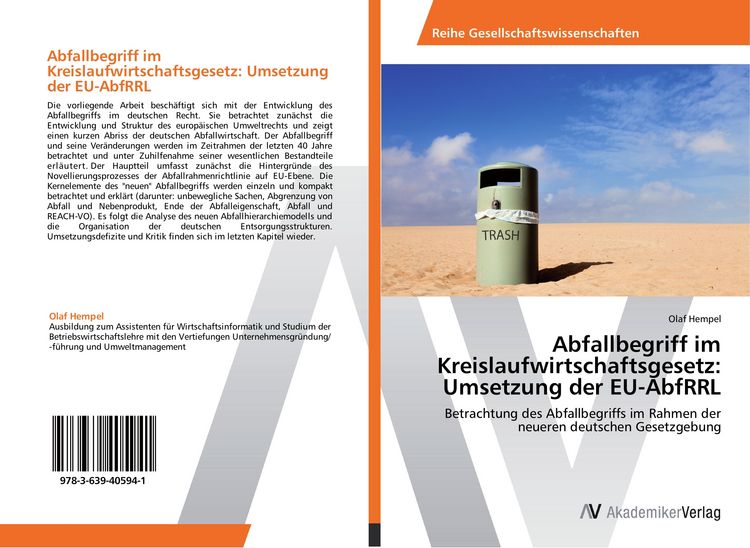 Produktbild: Abfallbegriff im Kreislaufwirtschaftsgesetz: Umsetzung der EU-AbfRRL