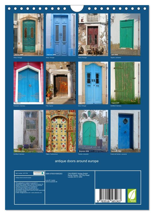 Produktbild: antique doors around europe (Wall Calendar 2026 DIN A4 portrait), CALVENDO 12 Month Wall Calendar