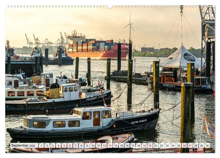 Produktbild: Moin Hamburg - Durch das Jahr an der Elbe (hochwertiger Premium Wandkalender 2026 DIN A2 quer), Kunstdruck in Hochglanz
