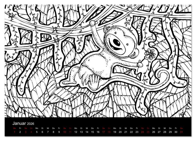 Produktbild: Bezaubernde Mini-Monster - Ein Ausmal-Kalender (hochwertiger Premium Wandkalender 2026 DIN A2 quer), Kunstdruck in Hochglanz