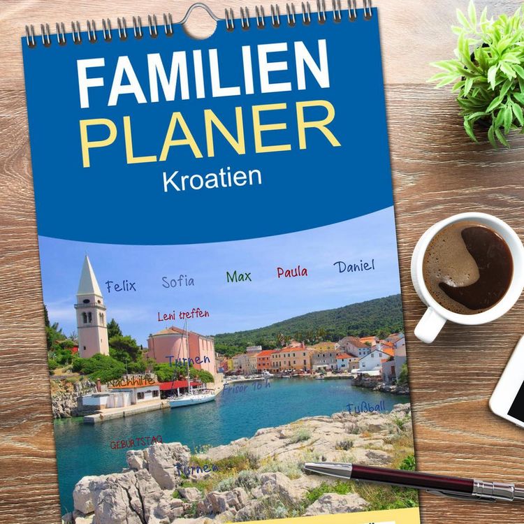 Produktbild: Familienplaner 2026 - Kroatien mit 5 Spalten (Wandkalender, 21 x 45 cm) CALVENDO