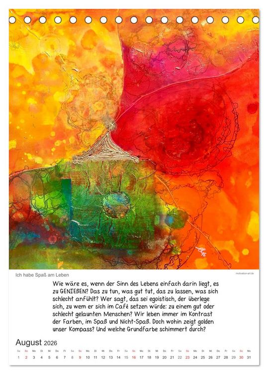 Produktbild: Motivation-Art Herzensw&uuml;nsche (Tischkalender 2026 DIN A5 hoch), CALVENDO Monatskalender