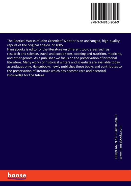 Produktbild: The Poetical Works of John Greenleaf Whittier
