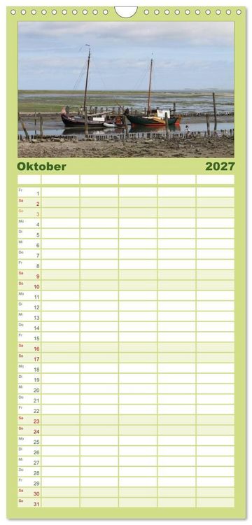 Produktbild: Familienplaner 2027 - Texel, eine Perle Frieslands mit 5 Spalten (Wandkalender, 21 x 45 cm) CALVENDO