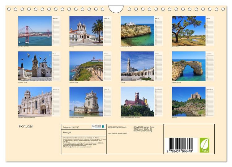 Produktbild: Portugal (Wandkalender 2026 DIN A4 quer), CALVENDO Monatskalender