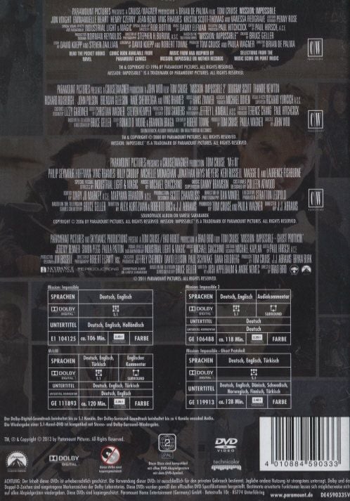 Produktbild: Mission: Impossible - 4-Movie Set 1-4 [4 DVDs]