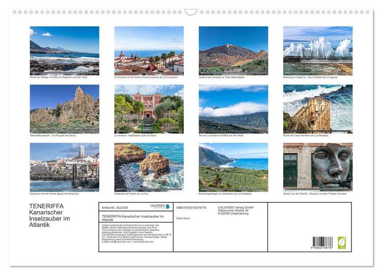 Produktbild: TENERIFFA Kanarischer Inselzauber im Atlantik (Wandkalender 2026 DIN A2 quer), CALVENDO Monatskalender