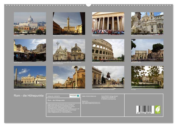 Produktbild: Rom - die H&ouml;hepunkte (hochwertiger Premium Wandkalender 2026 DIN A2 quer), Kunstdruck in Hochglanz