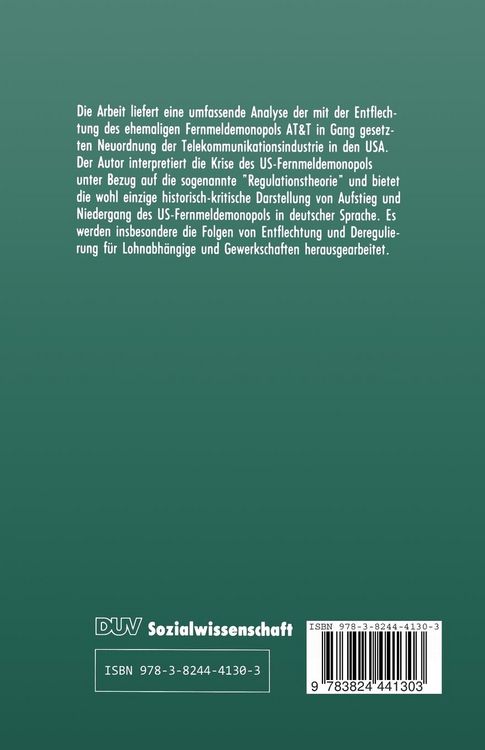 Produktbild: Die Neuordnung der Telekommunikationsindustrie in den USA