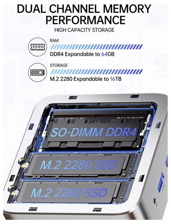 Produktbild: GMKtec Mini PC NucBox G10 AMD Ryzen 5 3500U 3.7 GHz 16 GB RAM 256 GB SSD AMD Radeon&trade; Vega 8 Win 11 Pro G10
