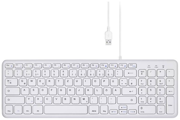 Produktbild: Perixx PERIBOARD-213 DE W USB Tastatur Deutsch, QWERTZ Wei&szlig;