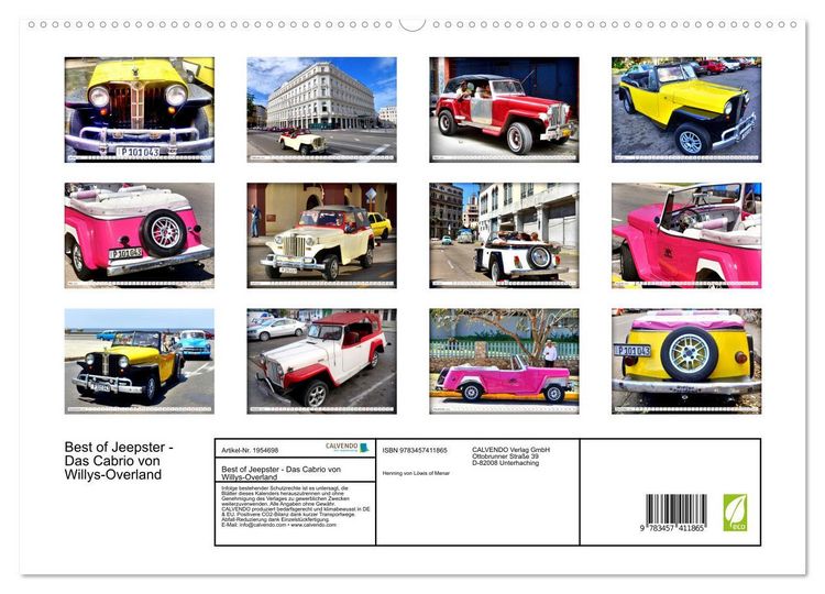 Produktbild: Best of Jeepster - Das Cabrio von Willys-Overland (hochwertiger Premium Wandkalender 2026 DIN A2 quer), Kunstdruck in Hochglanz