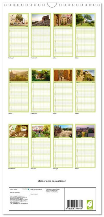 Produktbild: Familienplaner 2026 - Mediterraner Seelenfrieden mit 5 Spalten (Wandkalender, 21 x 45 cm) CALVENDO