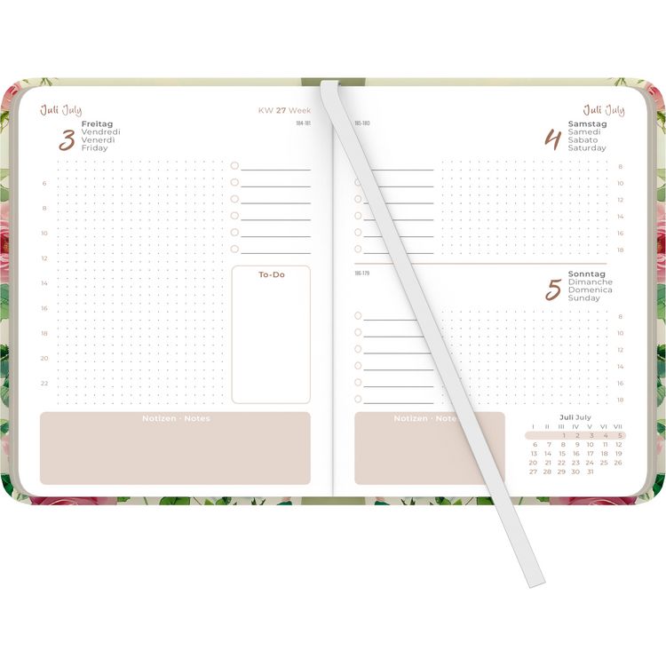 Daily Journal Roses 2026 - Taschen-Kalender A6 - Rose - Day By Day - 352 Seiten - Notiz-Buch - Alpha Edition