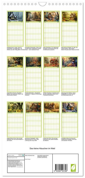 Produktbild: Familienplaner 2027 - Das kleine H&auml;uschen im Wald mit 5 Spalten (Wandkalender, 21 x 45 cm) CALVENDO