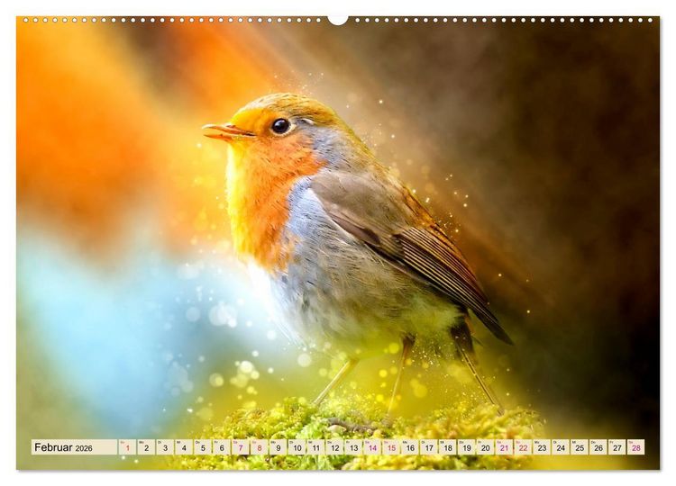 Produktbild: Bei uns im Garten - Rotkehlchen (Wandkalender 2026 DIN A2 quer), CALVENDO Monatskalender