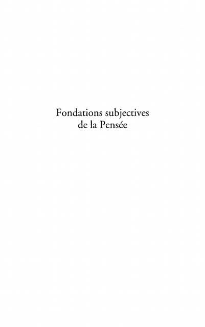 Produktbild: Fondations subjectives de la Pensee