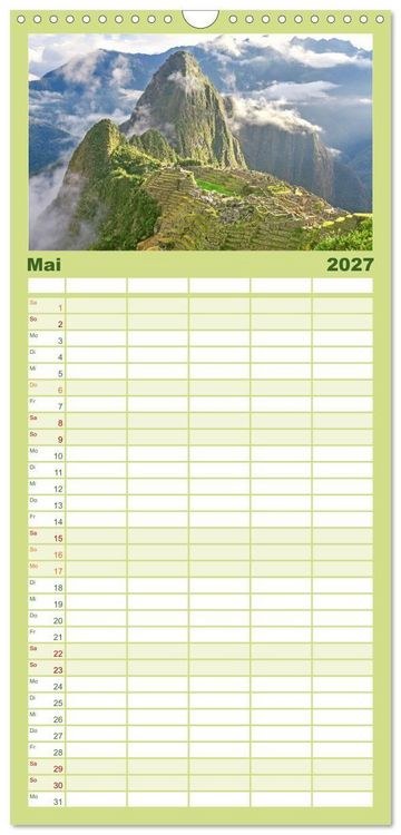 Produktbild: Familienplaner 2027 - Alte Kulturen Mittel- und S&uuml;damerikas: Versunkene Welten mit 5 Spalten (Wandkalender, 21 x 45 cm) CALVENDO