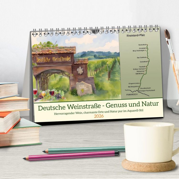 Produktbild: Deutsche Weinstra&szlig;e - Genuss und Natur (Tischkalender 2026 DIN A5 quer), CALVENDO Monatskalender