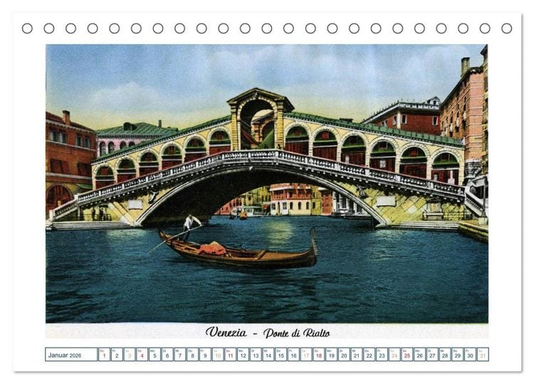 Produktbild: Erinnerungen an das alte Venedig: Historische Stiche von der Lagunenstadt (Tischkalender 2026 DIN A5 quer), CALVENDO Monatskalender