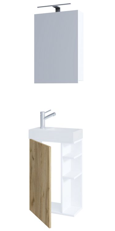 Produktbild: 2-tlg G&auml;ste WC Bad Waschtisch Lumia Spiegelschrank