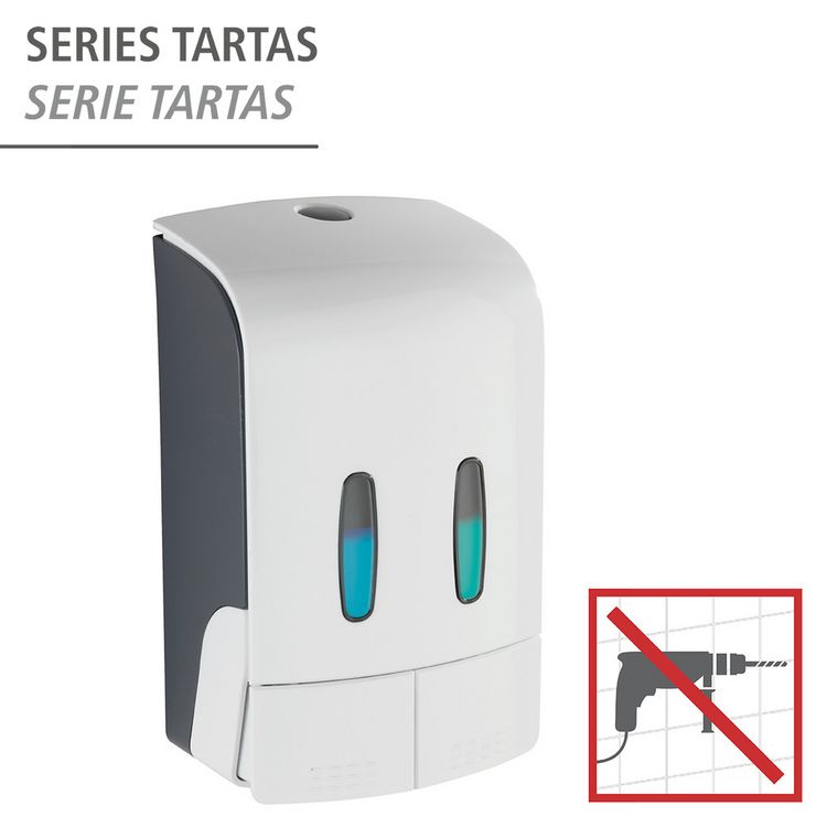 Produktbild: 2-Kammer Desinfektionsmittel- und Seifenspender Mod. Tartas Wei&szlig;, F&uuml;llmenge je Kammer: 480 ml