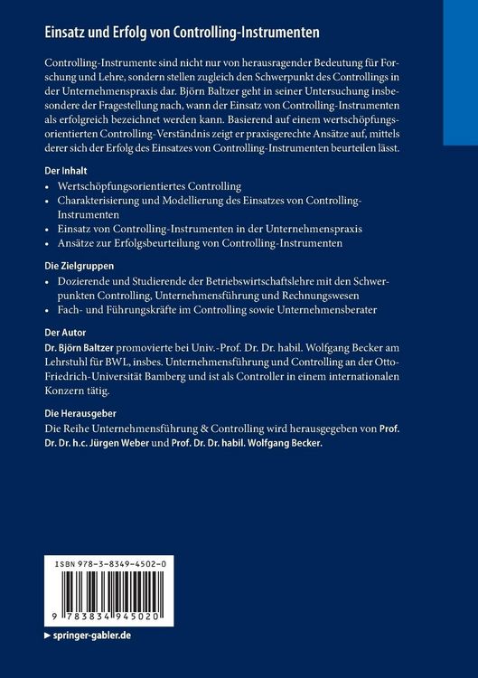 Produktbild: Einsatz und Erfolg von Controlling-Instrumenten