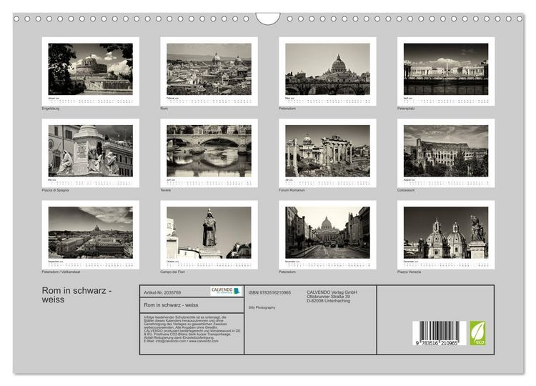 Produktbild: Rom in schwarz - weiss (Wandkalender 2026 DIN A3 quer), CALVENDO Monatskalender