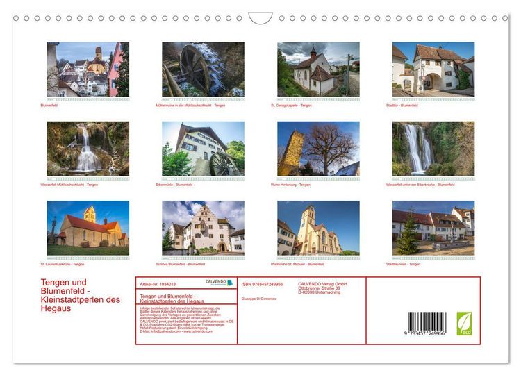 Produktbild: Tengen und Blumenfeld - Kleinstadtperlen des Hegaus (Wandkalender 2026 DIN A3 quer), CALVENDO Monatskalender