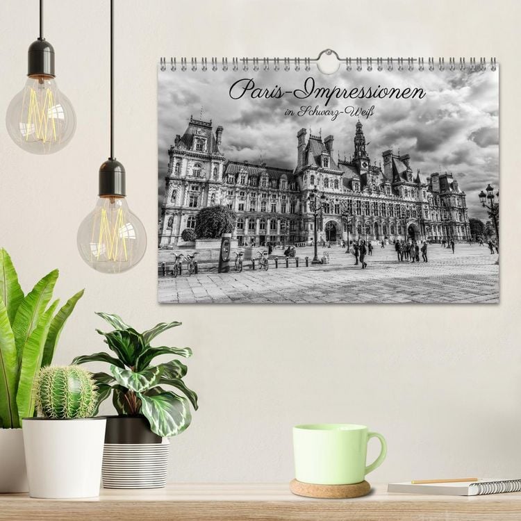 Produktbild: Paris-Impressionen in Schwarz-Wei&szlig; (Wandkalender 2026 DIN A4 quer), CALVENDO Monatskalender