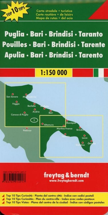 Produktbild: Apulien - Bari - Brindisi - Taranto, Top 10 Tips, Autokarte