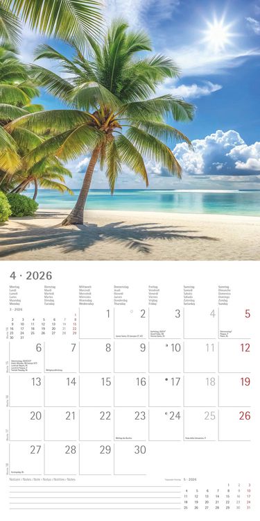 Produktbild: Sunny Moments 2026 - Broschürenkalender 30x30 cm (30x60 geöffnet) - Kalender mit Platz für Notizen - Bildkalender - Wandplaner - Wandkalender
