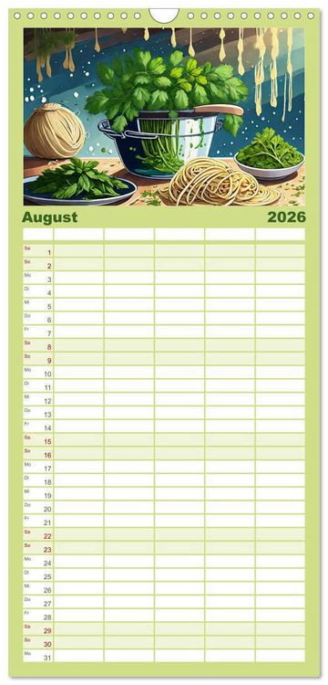 Produktbild: Familienplaner 2026 - Nudel Varianten mit 5 Spalten (Wandkalender, 21 x 45 cm) CALVENDO