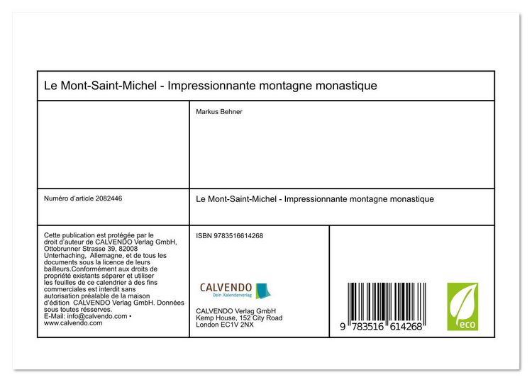 Produktbild: Le Mont-Saint-Michel - Impressionnante montagne monastique (Calendrier de bureau 2026 DIN A5 vertical), CALVENDO calendrier mensuel
