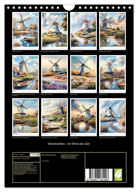 Produktbild: Windm&uuml;hlen - Im Wind der Zeit (Wandkalender 2026 DIN A4 hoch), CALVENDO Monatskalender