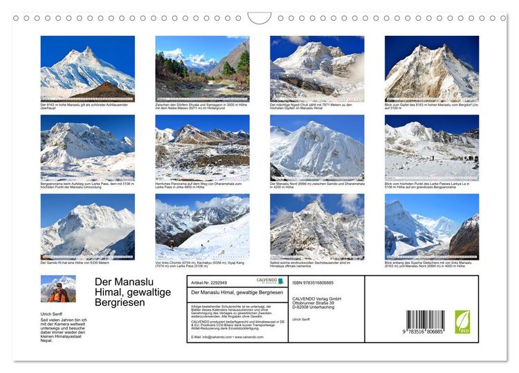 Produktbild: Der Manaslu Himal, gewaltige Bergriesen (Wandkalender 2027 DIN A3 quer), CALVENDO Monatskalender